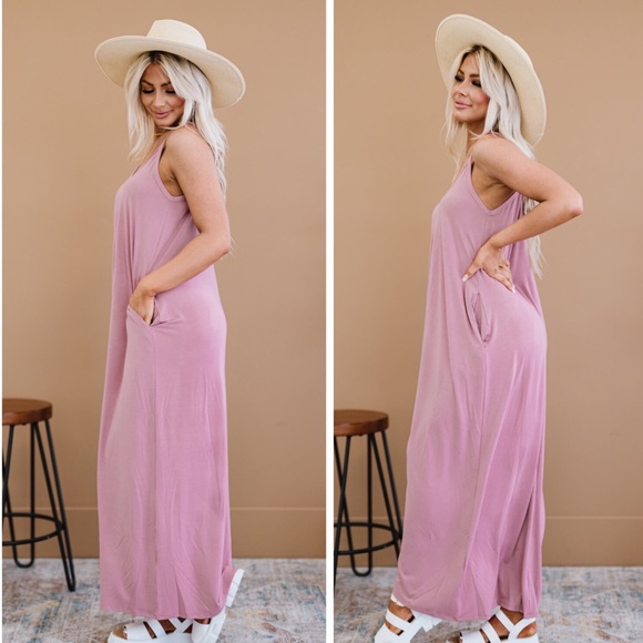 Light Rose Cami Maxi Dress (Plus Sizes Avail) - Picture 3 of 4